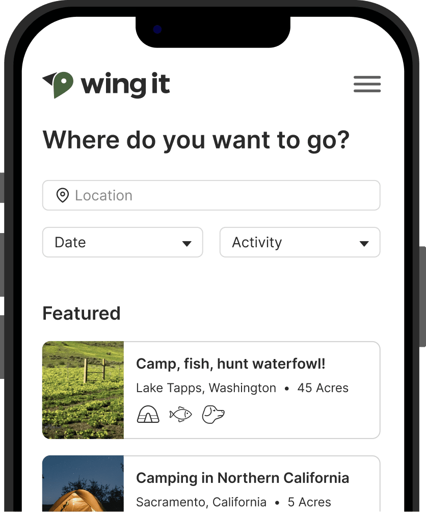 Wing It Guest Mobile App for Land Access