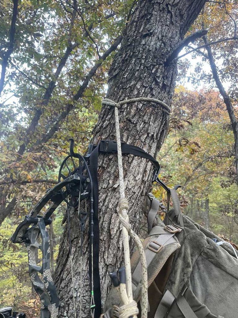 saddle hunting setup rope and knot